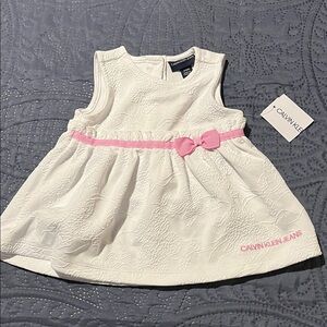Calvin Klein Kids Ivory Dress with Pink Accent